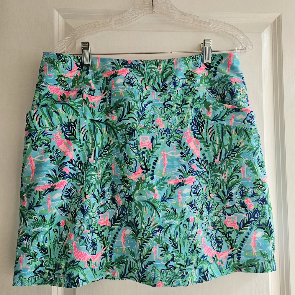 Lilly Pulitzer Tropical Green and Pink A-Line Skirt